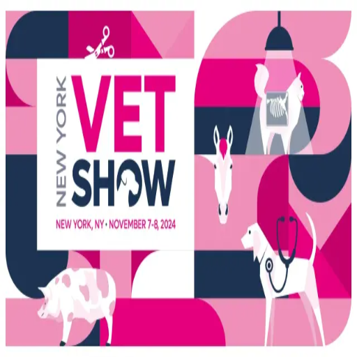 This is the logo of Vet Show 2024 with date and location.